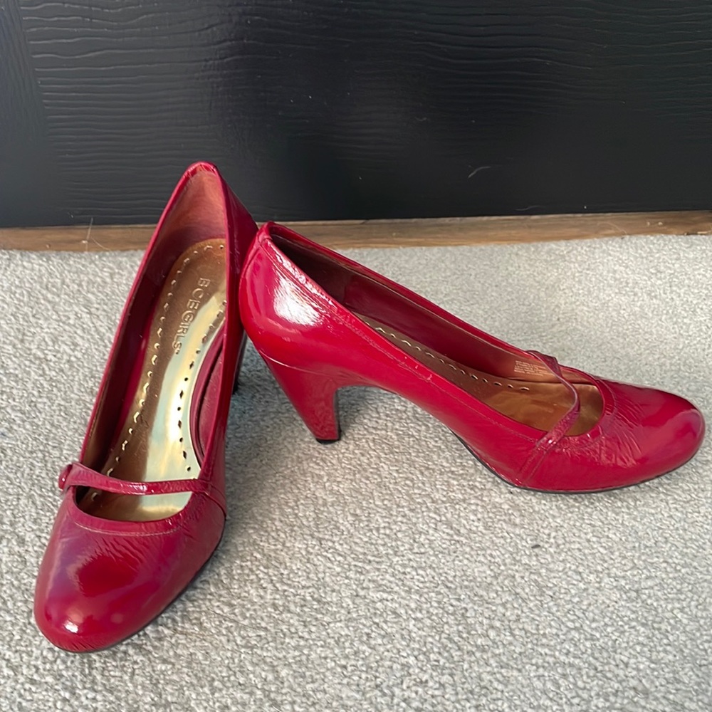 BCBGGirls Red Paten Leather Mary Jane Style Heels